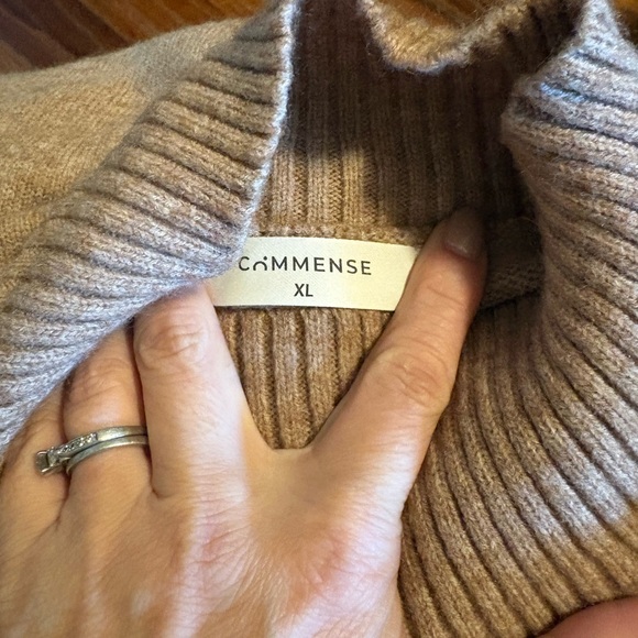 Commense Taupe Ribbed Mock Neck Sweater XL Neutral Cozy - Picture 3 of 5